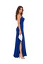 Vs-1039 Romina Saks Blue Collared Slim Strap Slit Maxi Dress - 3