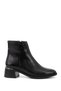 Women's Black Zippered Thick Heeled Boots