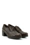 Women's Brown Antique Lace-Up Medium Thick Heeled Genuine Leather Oxford Shoes - 5