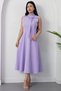 High Collar Dress with Ribbon on the Collar Midi Length Dress Esp058 - 6