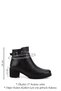 Women's Black Floater Zippered Thick Heeled Genuine Leather Boots - 3