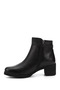 Women's Black Floater Zippered Thick Heeled Genuine Leather Boots - 6
