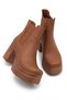 Women's Special Design Platform Heeled Double Elastic Tan Chelsea Boots - 3