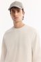 Men's Ecru Crew Neck Cotton Bi-Stretch Regular Fit Sweatshirt A52Y1271 - 7