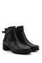 Women's Black Floater Zippered Thick Heeled Genuine Leather Boots - 5