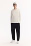 Men's Ecru Crew Neck Cotton Bi-Stretch Regular Fit Sweatshirt A52Y1271 - 5