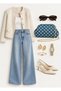 Women's Blue/White Polka Dot Chain Strap Clutch Bag