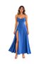 Vs-1039 Romina Blue Collared Slim Strap Slit Maxi Dress - 2