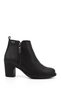 Women's Black Zippered Thick Heeled Boots