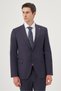 Men's Navy Blue Woolen 8-Drop Trend Striped Slim Fit Pointed Collar Suit