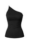 Vs-1026 Black One-Shoulder Gathered Single-Sleeve Blouse - 4