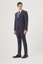 Men's Navy Blue Woolen 8-Drop Trend Striped Slim Fit Pointed Collar Suit - 5