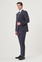 Men's Navy Blue Woolen 8-Drop Trend Striped Slim Fit Pointed Collar Suit - 2