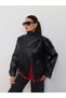 Double-Breasted Front Closure Leather Jacket