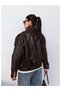 Double-Breasted Front Closure Leather Jacket - 5