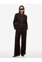 Buttoned Mandarin Collar Pocketed Striped Blazer Jacket with Metal Accessories - 2