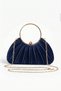 Pilseli Navy Blue Satin New Model Pleated Evening Dress Bag Handbag/Hand Bag Evening Dress Stylish Bag Gold Case - 3