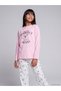 Özmarka New Season Pink Printed Girls' Pajama Set - 2