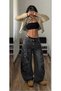 Wide Leg Tribal Pattern Printed Vintage Baggy Jean Pants - 2