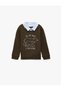 Long Sleeve Shirt Collar Printed Sweatshirt