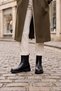 Women's Double Elastic Chelsea Casual Boots Panve Black - 2