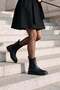 Women's Double Elastic Chelsea Casual Boots Panve Black - 6