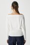 Women's Grace Asymmetrical Shoulder Detail Ecru Blouse - 7
