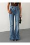Women's High Waist Cross-Buttoned Wide Leg Jeans with Slits