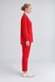 Buttoned Closure Cardigan Suit with Trousers Red - 2
