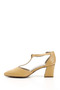 Women's Mustard Ankle Strap Medium Heeled Genuine Leather Shoes - 6