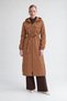 Waist-Tied Hooded Cashmere Coat Brown
