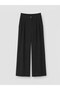 Peak New Season Black Elastic Waist Pleated Women's Fabric Trousers - 5