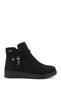 Women's Black Suede Zippered Thick Soled Boots