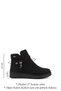 Women's Black Suede Zippered Thick Soled Boots - 3