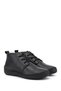 Women's Black Floater Lace-Up Genuine Leather Comfort Boots - 5