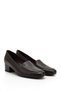 Women's Brown Antique Blunt Toe Short Thick Heeled Genuine Leather Shoes - 4