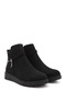 Women's Black Suede Zippered Thick Soled Boots - 5