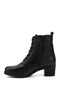 Women's Black Floater Zippered Thick Heeled Genuine Leather Boots - 6