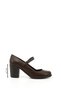 Brown Antique Heart Genuine Leather Round Toe Medium Heeled Rubber Sole Women's Shoes 24136 - 3