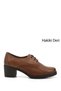Tan Antique Gön Genuine Leather Round Toe Medium Heeled Lace Up Women's Shoes 24230