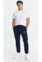 Navy Blue Men's Trend 3 Thread Cotton Printed Slim Fit Tracksuit Bottom