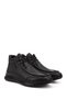 Men's Black Zippered Genuine Leather Boots - 3