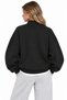 Women's Black Half Zipper Polo Collar 3 Thread Fleece Lined Oversize Sweatshirt - 3