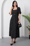 Heart Neckline Belted Polka Dot Dress 2026-4578