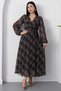 Double-Breasted Collar Long Sleeve Plaid Chiffon Dress 2026-4527 - 6