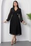 Double-Breasted Neck Buckled Waist Long Sleeve Chiffon Dress 2025-4329 - 6
