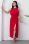 Crew Neck Slit Gathered Satin Dress 26Y200 - 5