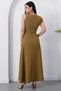 Wide Collar Waist Buckle Sleeveless Dress Grs3978 - 7