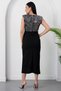 Double Breasted Collar Pulpayet Detail Sleeveless Crepe Dress Grs3820 - 8