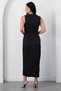 Oval Neckline Side Pleated Buckled Satin Dress K-251633 - 7